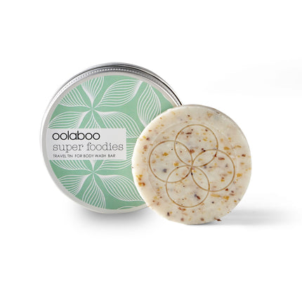 super foodies travel tin en de body wash bar
